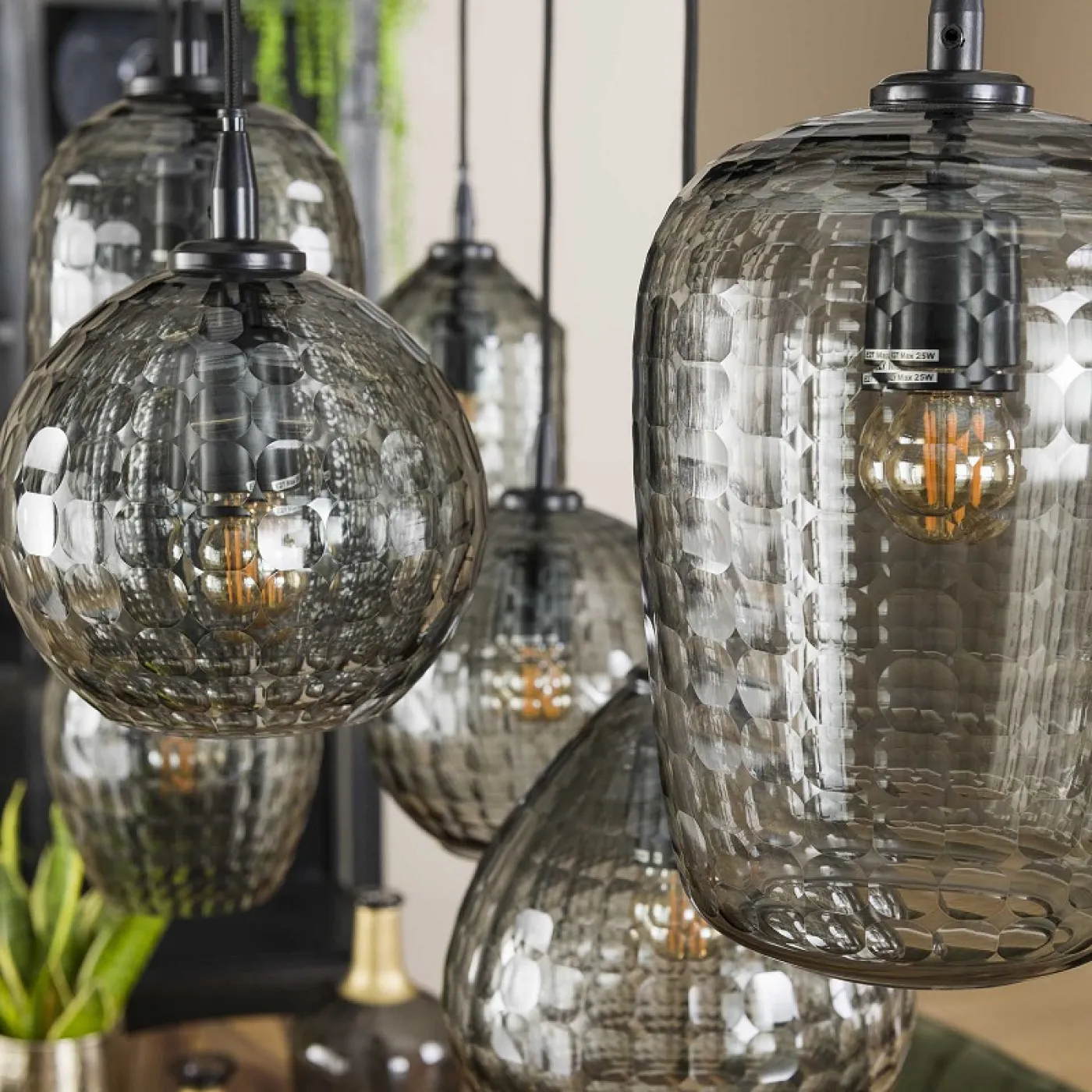 Hängelampe Diona | 7 Leuchten | Smoke grey glass