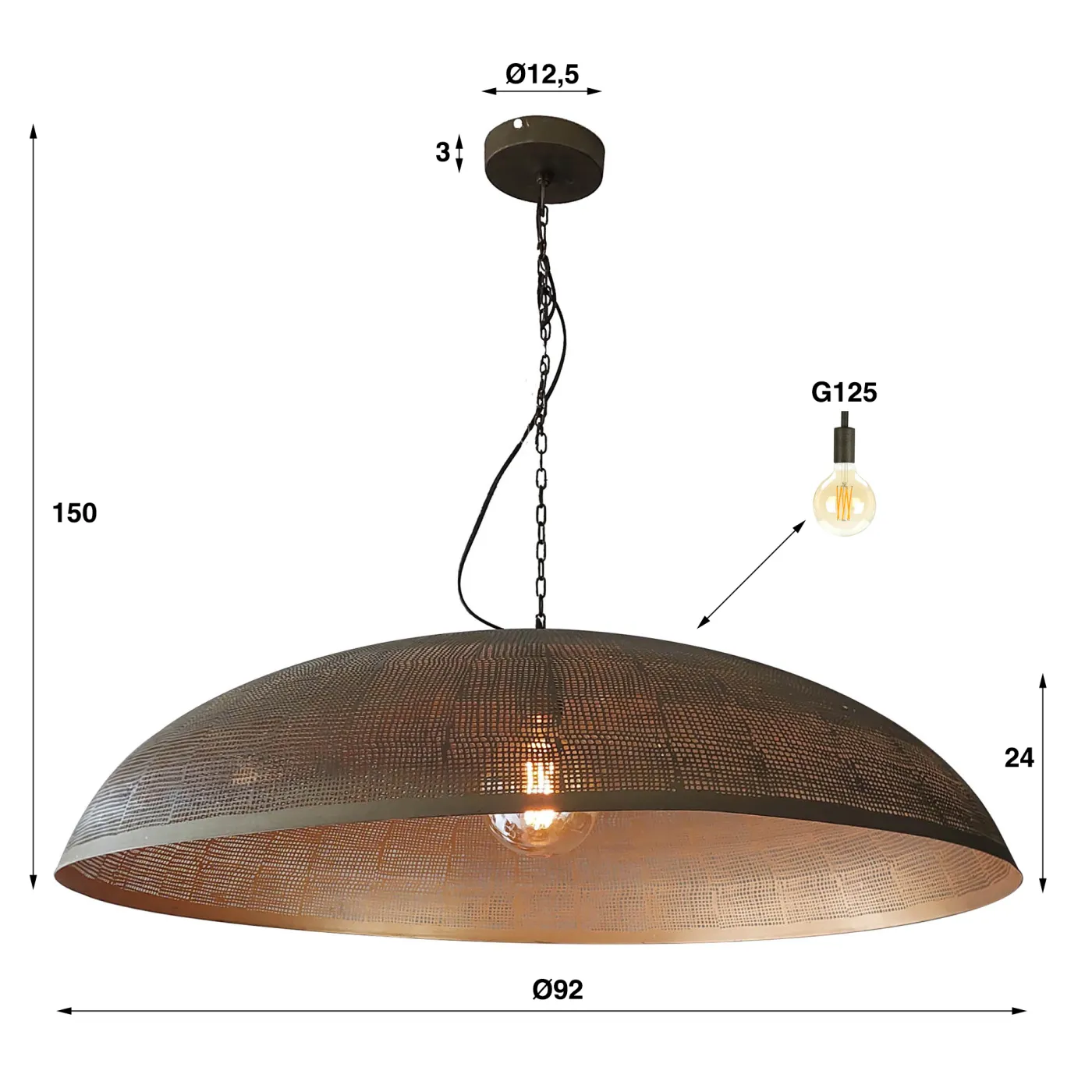Hängelampe Endai | 1 Leuchte | Metall | antike bronze