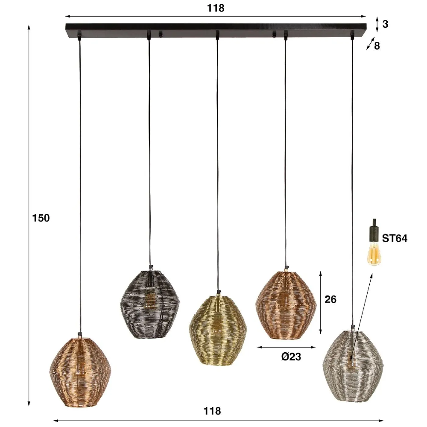 Hängelampe Hive 5 Leuchten | Metall | verschiedene Farben