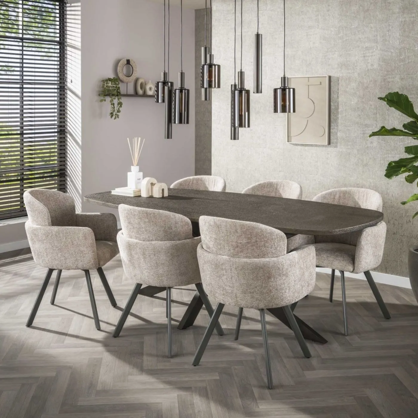 Hängelampe Sierra | 5 + 4 Fassungen | Glas / Metall | Sienna braun