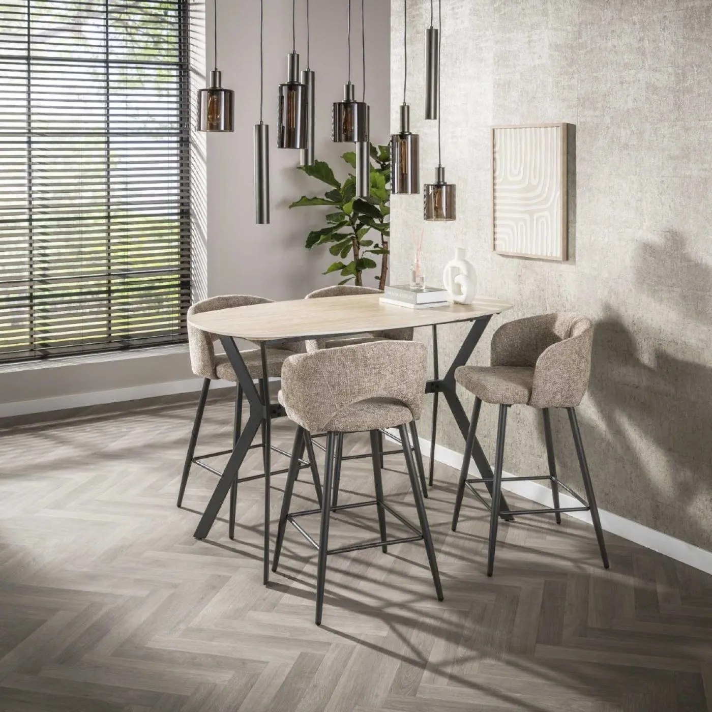 Hängelampe Sierra | 5 + 4 Fassungen | Glas / Metall | Sienna braun