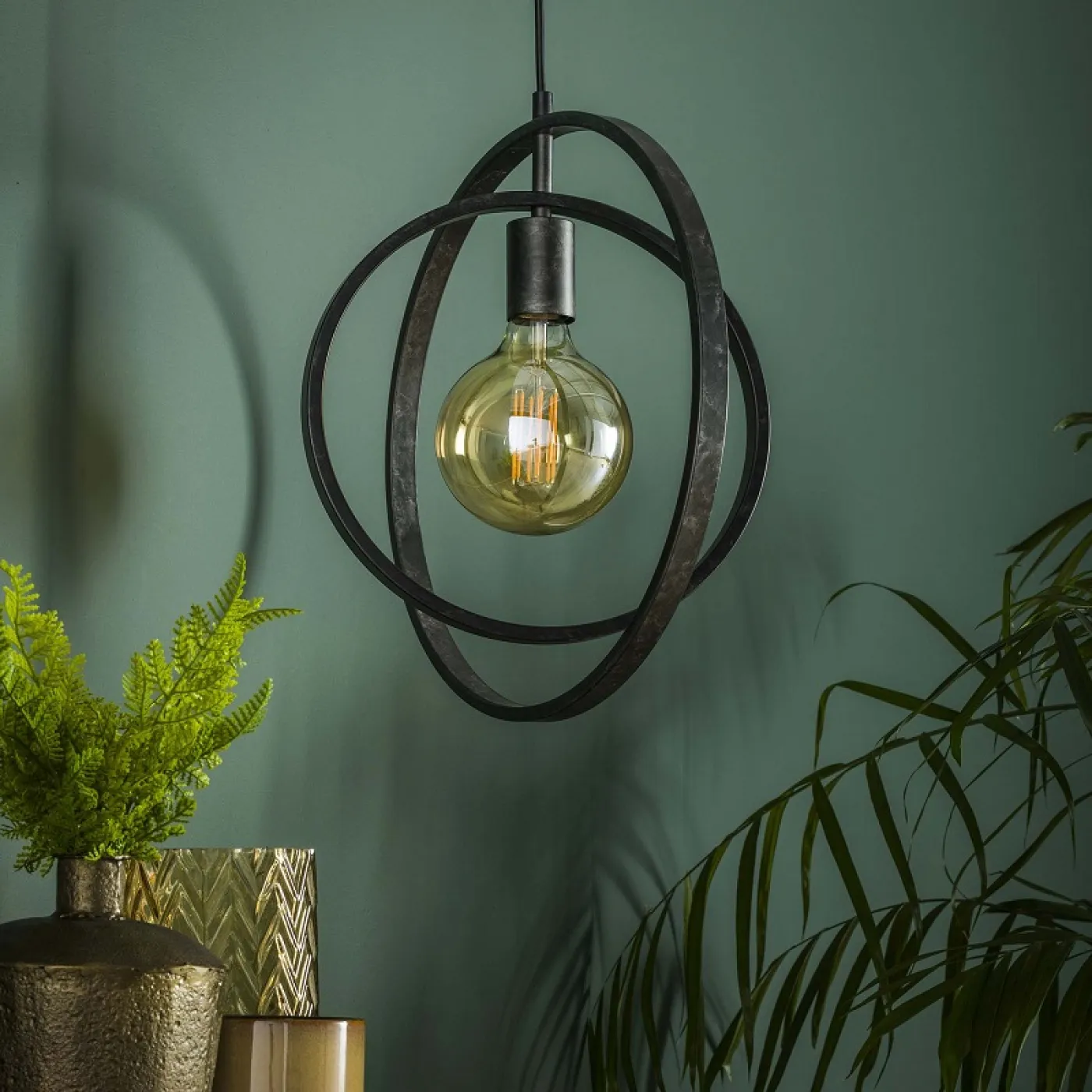 Hängelampe Vejin 1 Leuchte | Metallringe | Charcoal grau