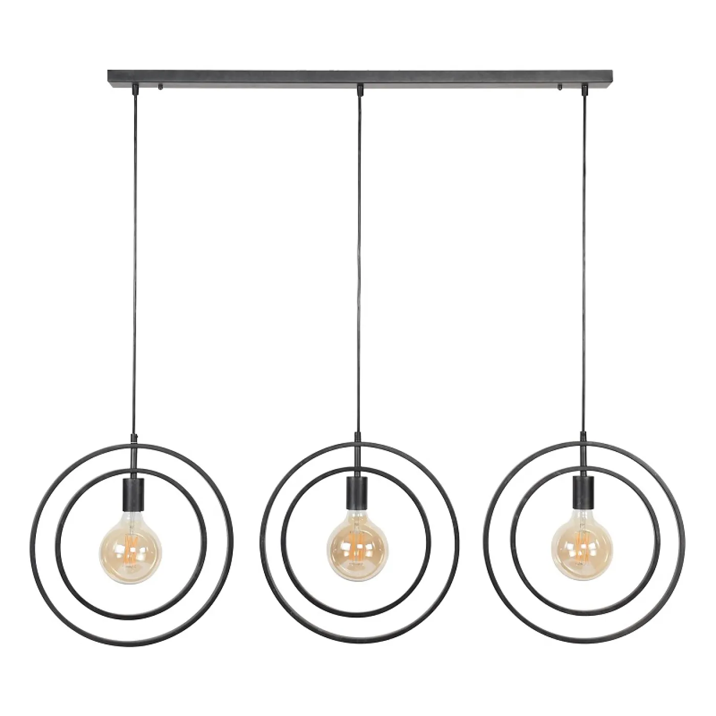 Hängelampe Vejin 3 Leuchten | Metallringe | Charcoal grau
