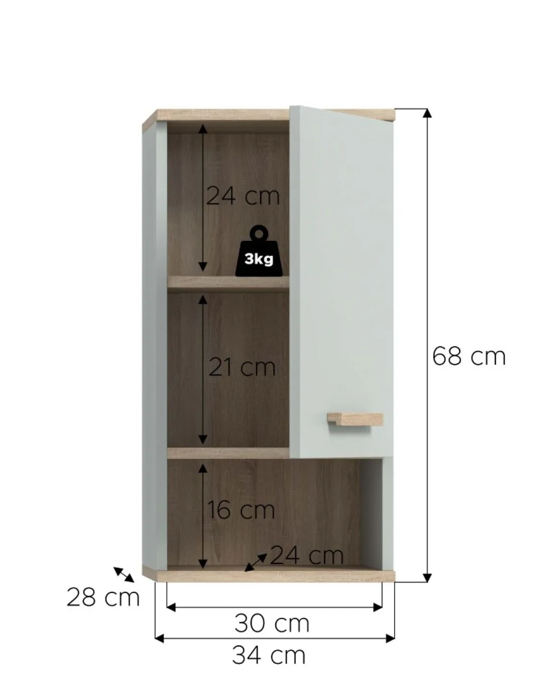Hängeschrank Star | hellgrün / Eiche