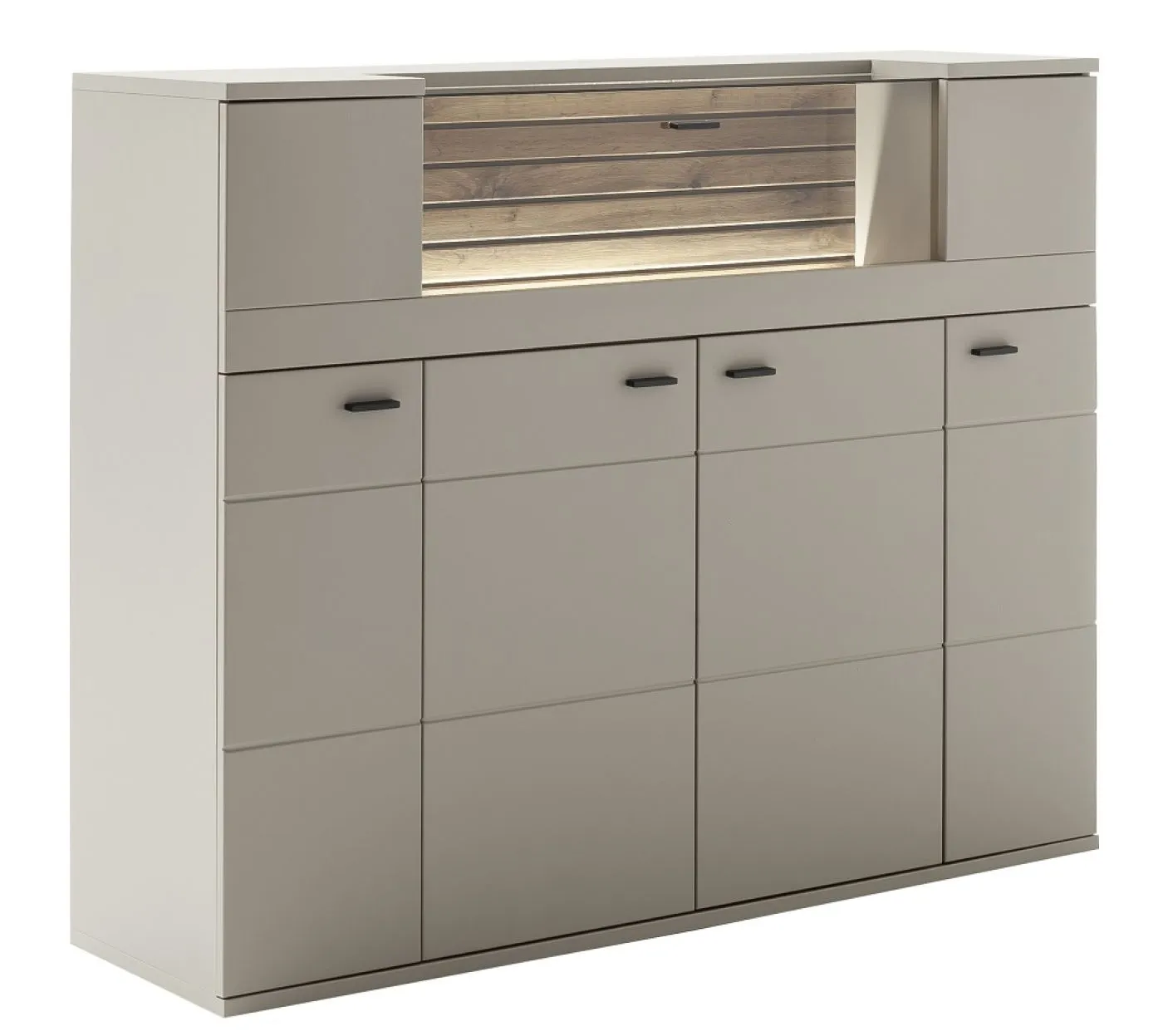 Highboard Lüttich | Basalt / Wotan Eiche | optional LED Beleuchtung