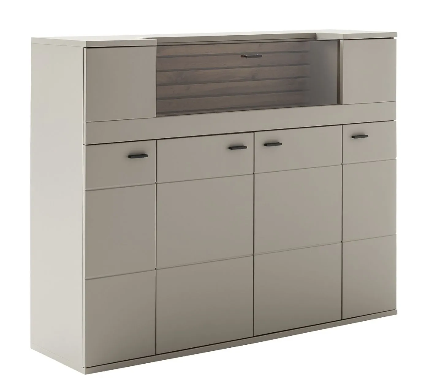 Highboard Lüttich | Basalt / Wotan Eiche | optional LED Beleuchtung