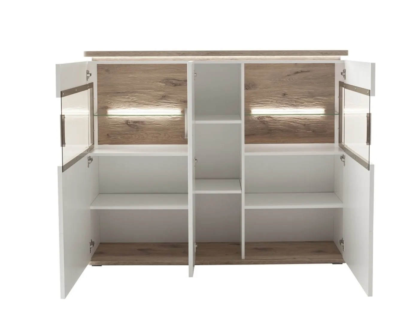 Highboard Palermo | Soft white / Viking Oak | ohne Beleuchtung