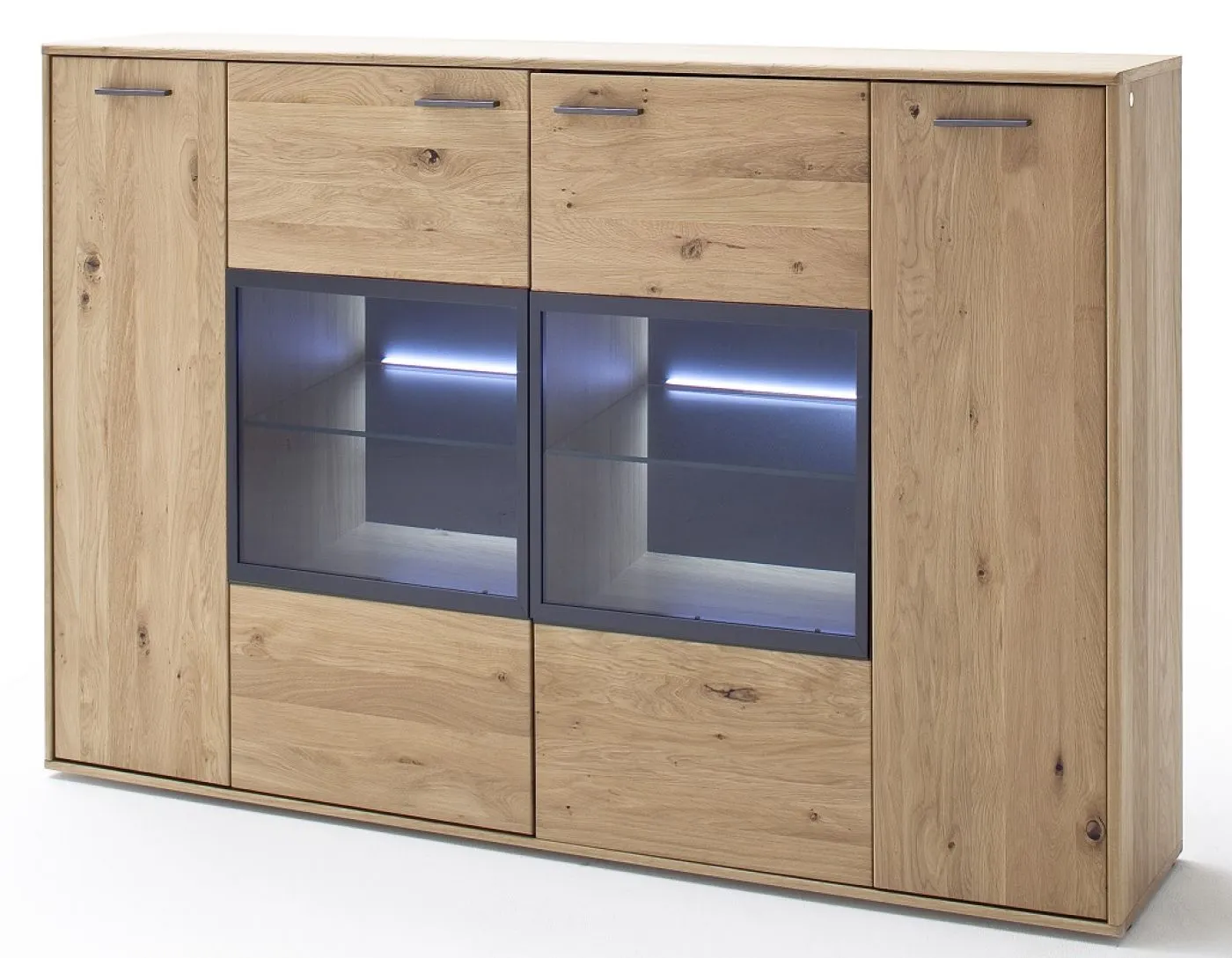 Highboard Portland 2 | Asteiche Bianco | LED Beleuchtung