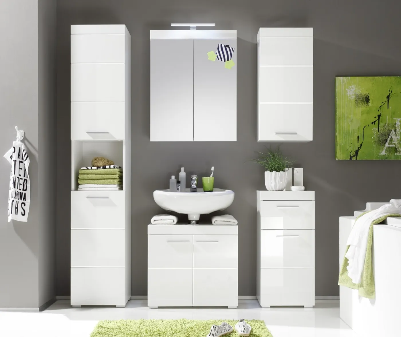Hochschrank Amanda | weiß Hochglanz