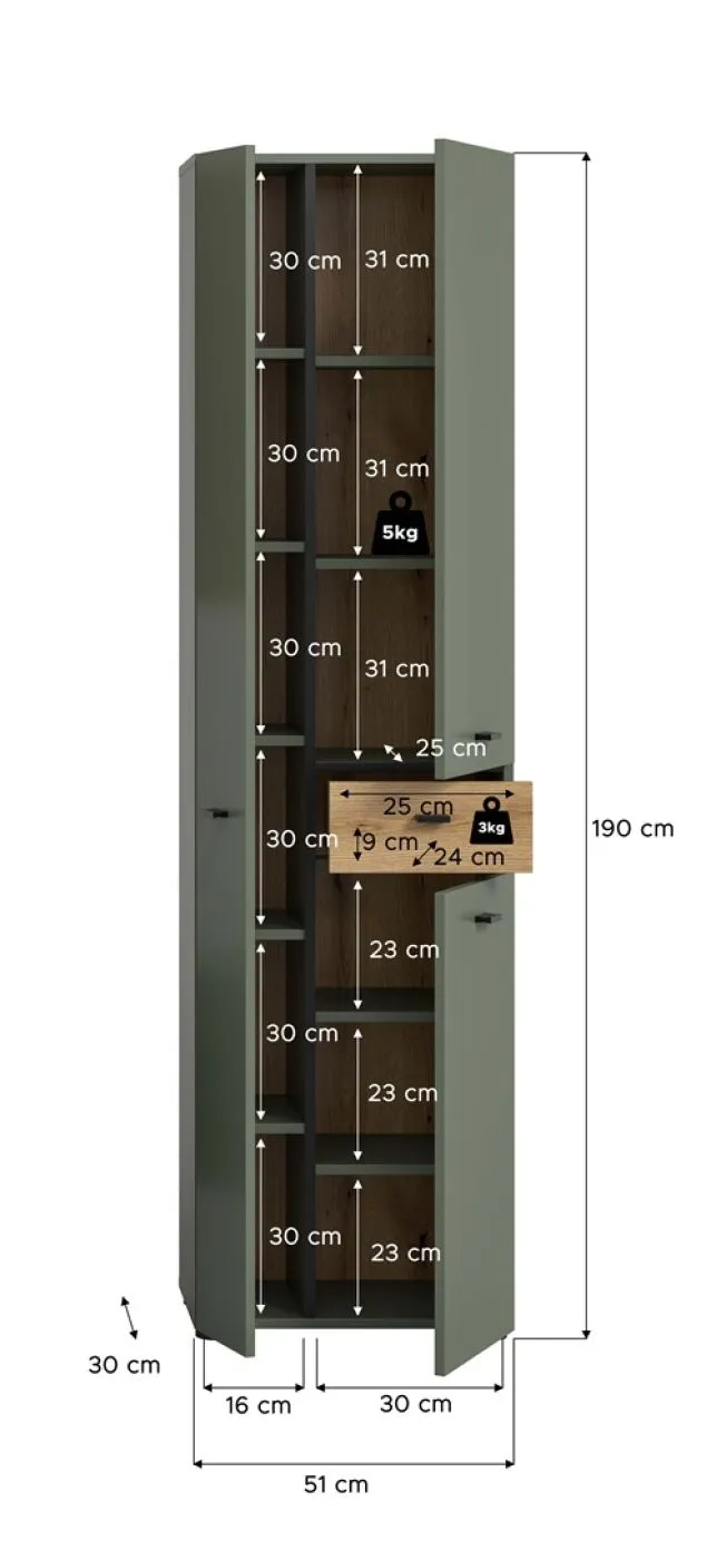 Hochschrank Aqua | Sage Green / Evoke Oak