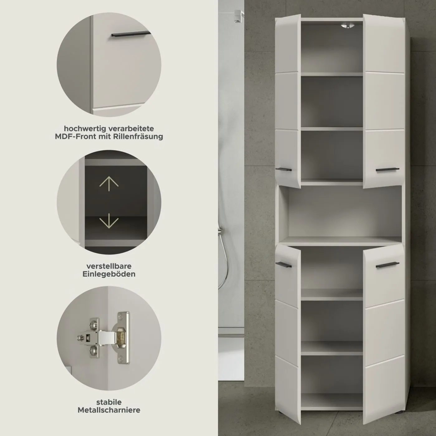 Hochschrank breit Ice | Kaschmir