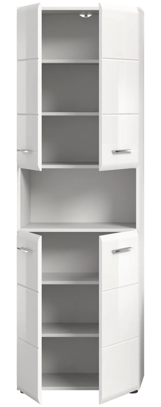 Hochschrank breit Ice | weiß / weiß Hochglanz