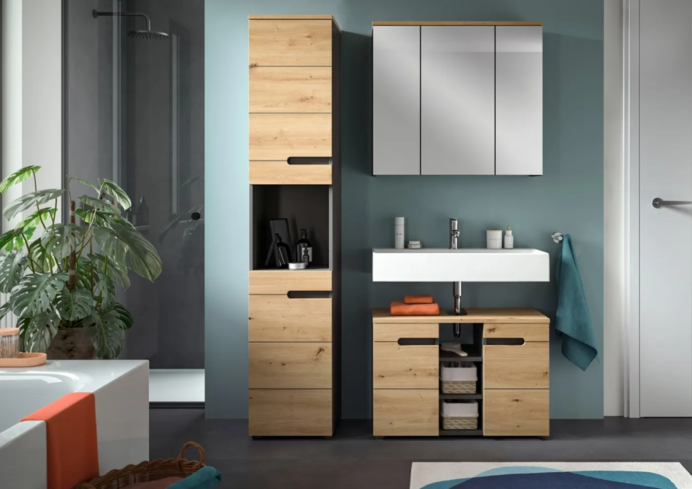 Hochschrank Canu | Artisan Eiche / Basalt grau