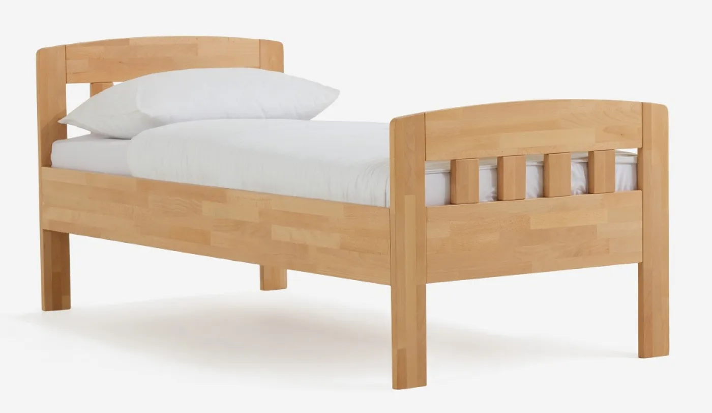 Holzbett massiv Jasmine | Buche lackiert | 100x190 | mit Fußteil