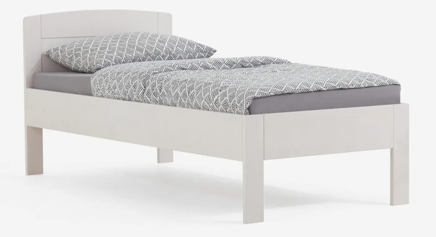 Holzbett massiv Jasmine | Buche weiß lackiert | 90x190 | ohne Fußteil