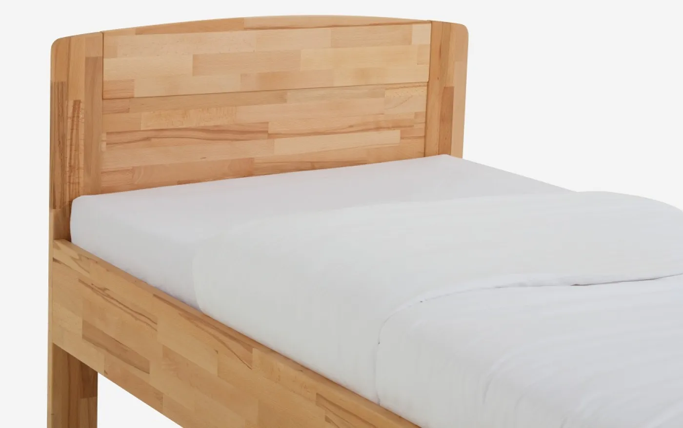 Holzbett massiv Jasmine | Kernbuche geölt | 100x200 | Kopfteil 2 ohne Fußteil