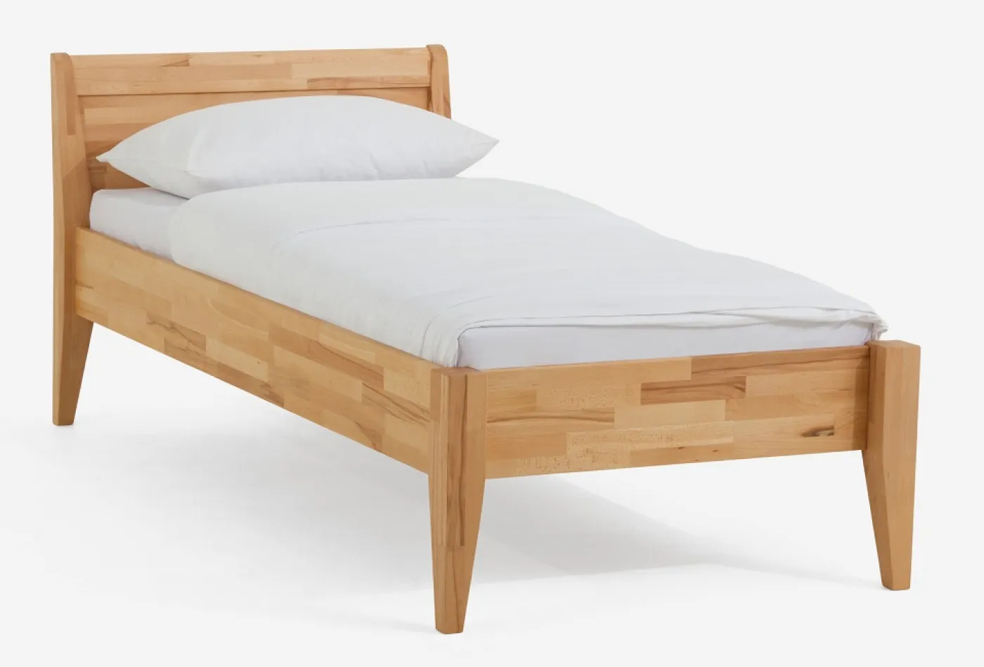 Holzbett massiv Jasmine | Kernbuche geölt | 100x210 | Kopfteil 3 ohne Fußteil