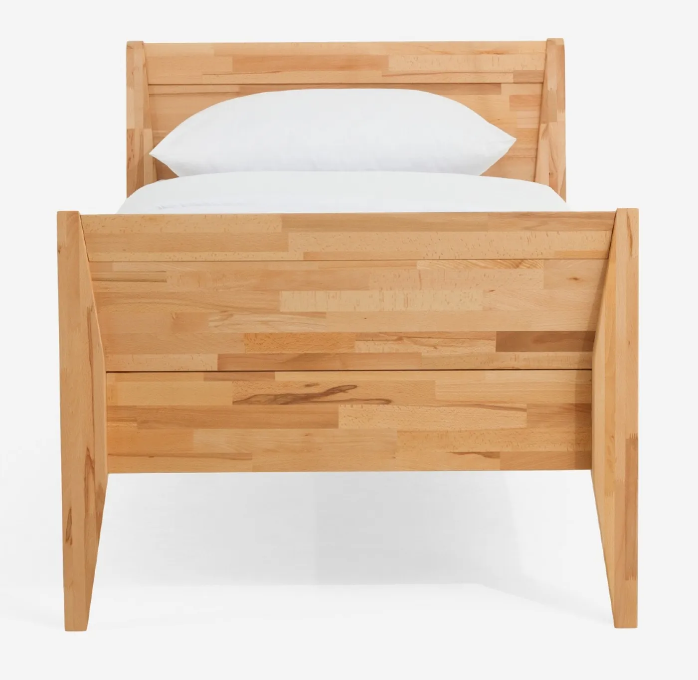 Holzbett massiv Jasmine | Kernbuche geölt | 100x220 | Kopfteil 3 mit Fußteil