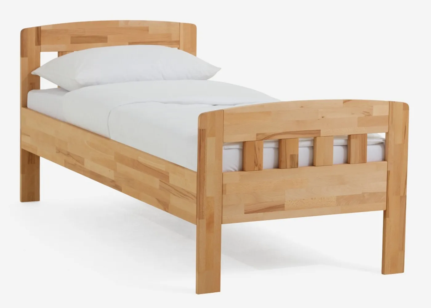 Holzbett massiv Jasmine | Kernbuche geölt | 120x200 | Kopfteil 1 mit Fußteil