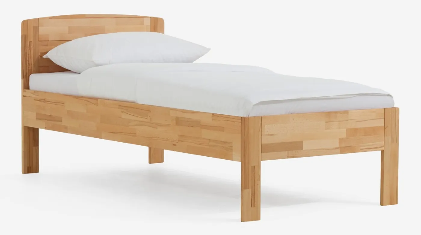 Holzbett massiv Jasmine | Kernbuche geölt | 120x200 | Kopfteil 2 ohne Fußteil