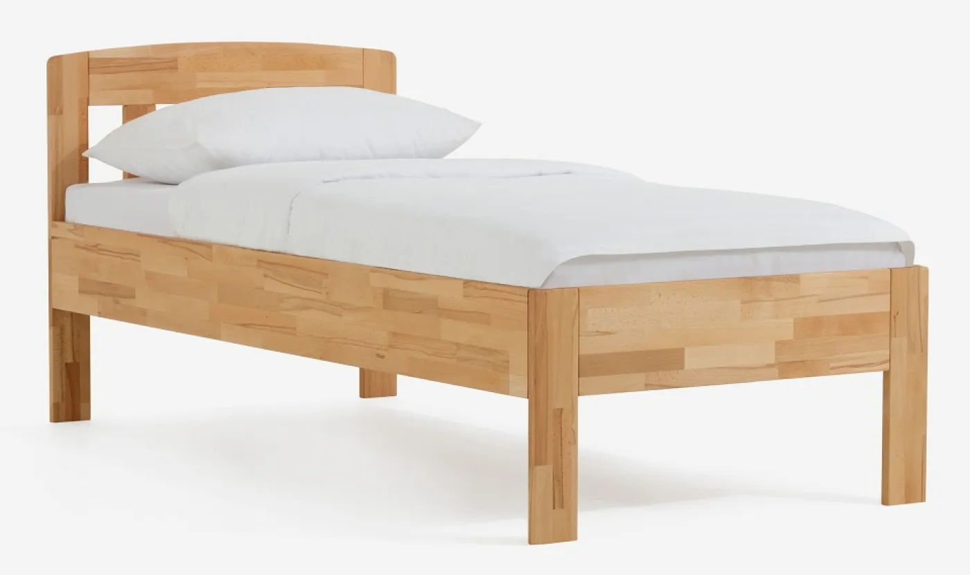 Holzbett massiv Jasmine | Kernbuche geölt | 90x210 | Kopfteil 1 ohne Fußteil