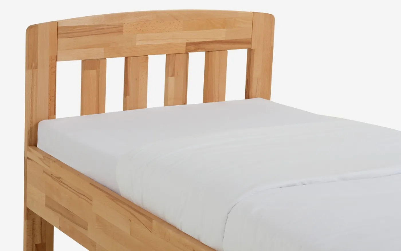 Holzbett massiv Jasmine | Kernbuche geölt | 90x220 | Kopfteil 1 ohne Fußteil