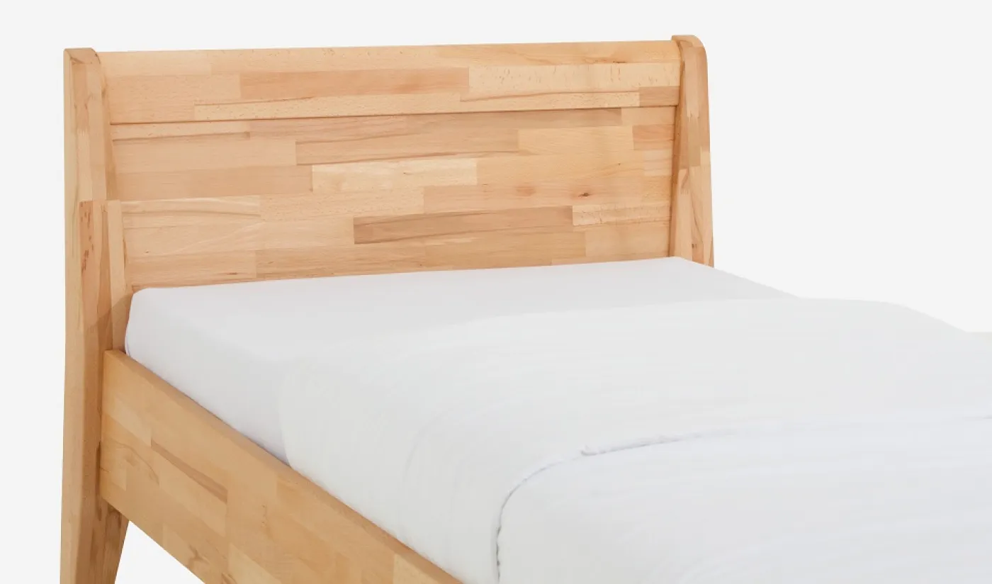 Holzbett massiv Jasmine | Kernbuche geölt | 90x220 | Kopfteil 3 mit Fußteil