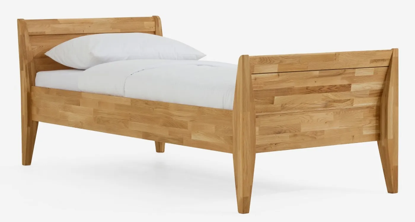 Holzbett massiv Jasmine | Wildeiche honig geölt | 120x190 | Kopfteil 2 mit Fußteil