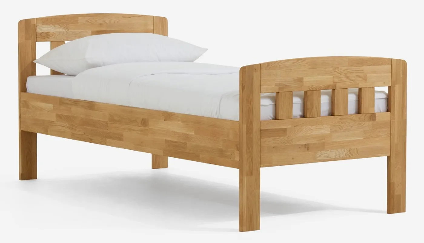 Holzbett massiv Jasmine | Wildeiche honig geölt | 90x190 | Kopfteil 1 mit Fußteil