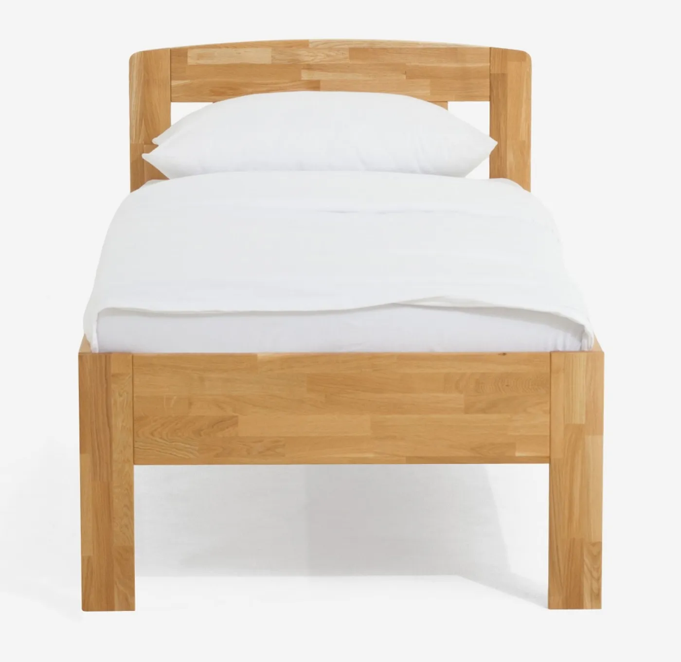 Holzbett massiv Jasmine | Wildeiche honig geölt | 90x210 | Kopfteil 1 ohne Fußteil