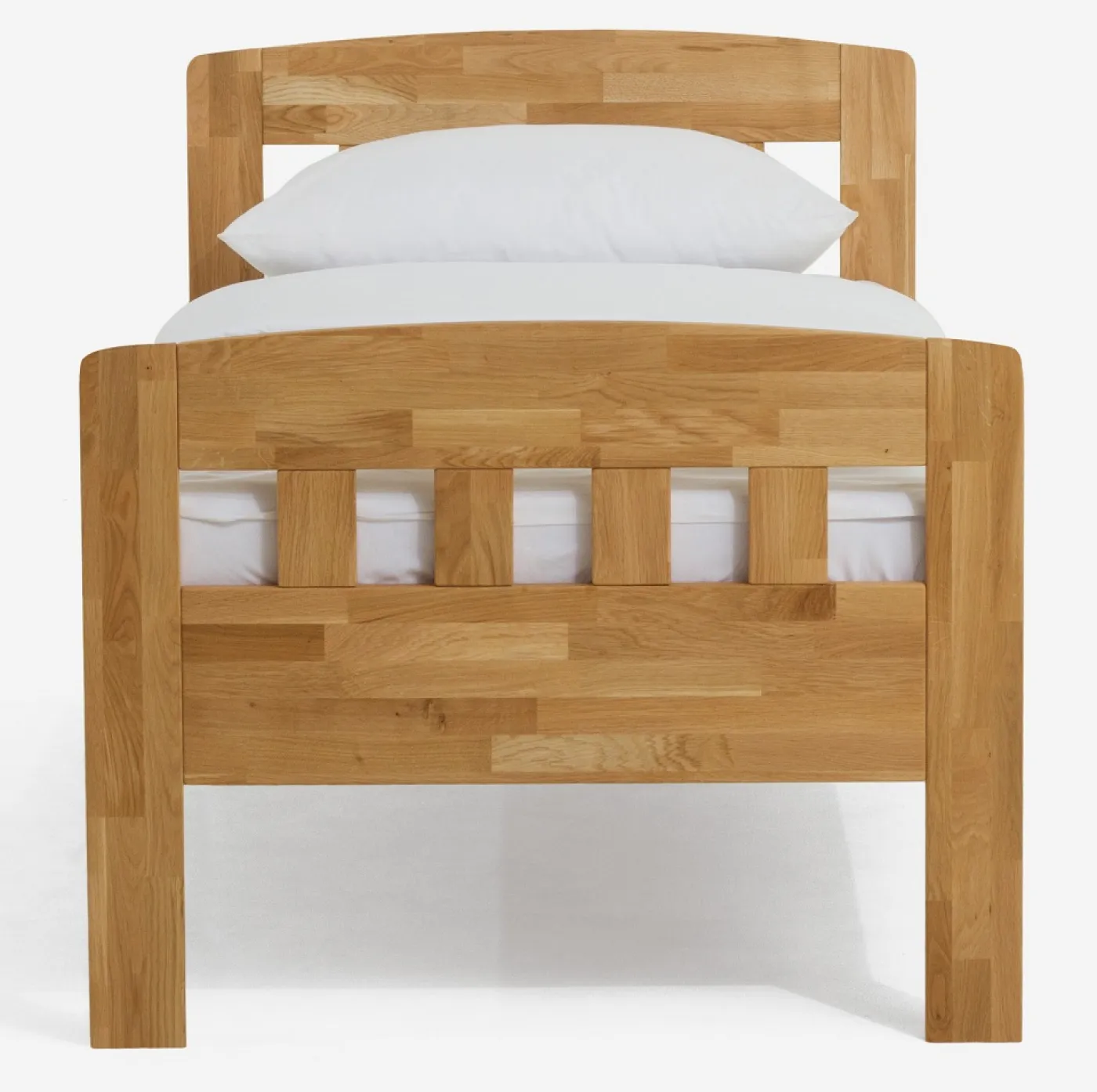 Holzbett massiv Jasmine | Wildeiche honig geölt | 90x220 | Kopfteil 1 mit Fußteil