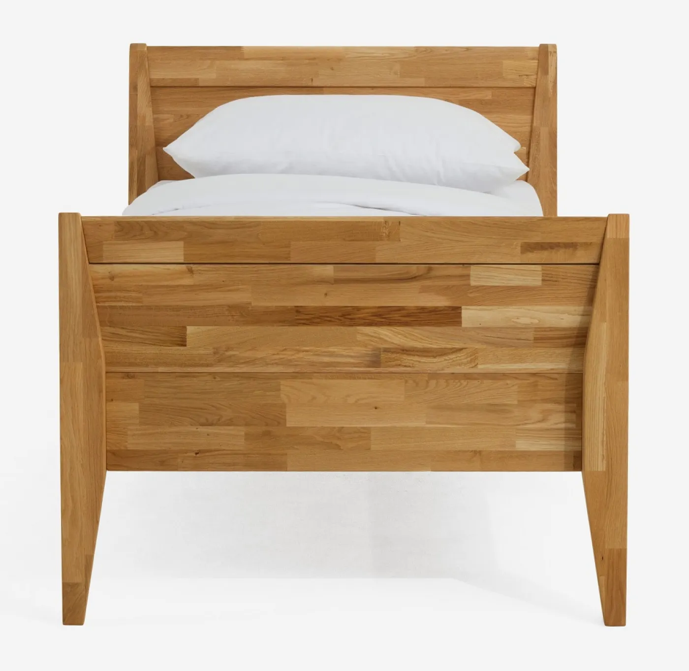 Holzbett massiv Jasmine | Wildeiche honig geölt | 90x220 | Kopfteil 2 mit Fußteil