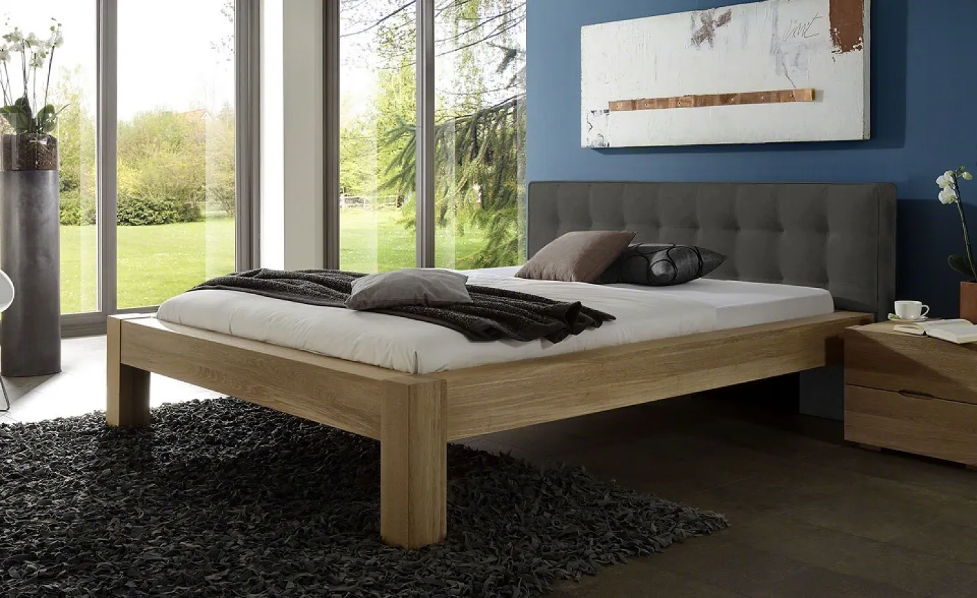 Holzbett massiv Lotus | Wildeiche Honig geölt | verschiedene Größen 160x210 Kopfteil 2