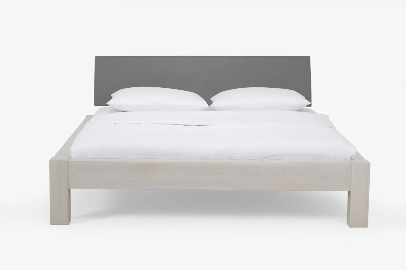 Holzbett massiv Lotus | Wildeiche weiß geölt | 140x200 | Kopfteil 1