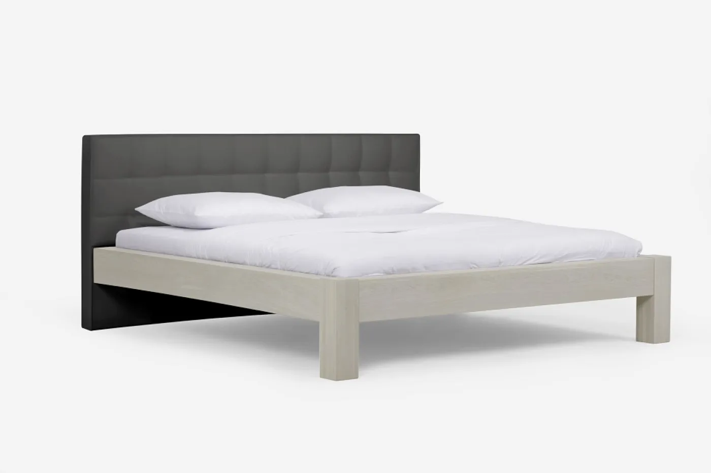 Holzbett massiv Lotus | Wildeiche weiß geölt | 180x200 | Kopfteil 2