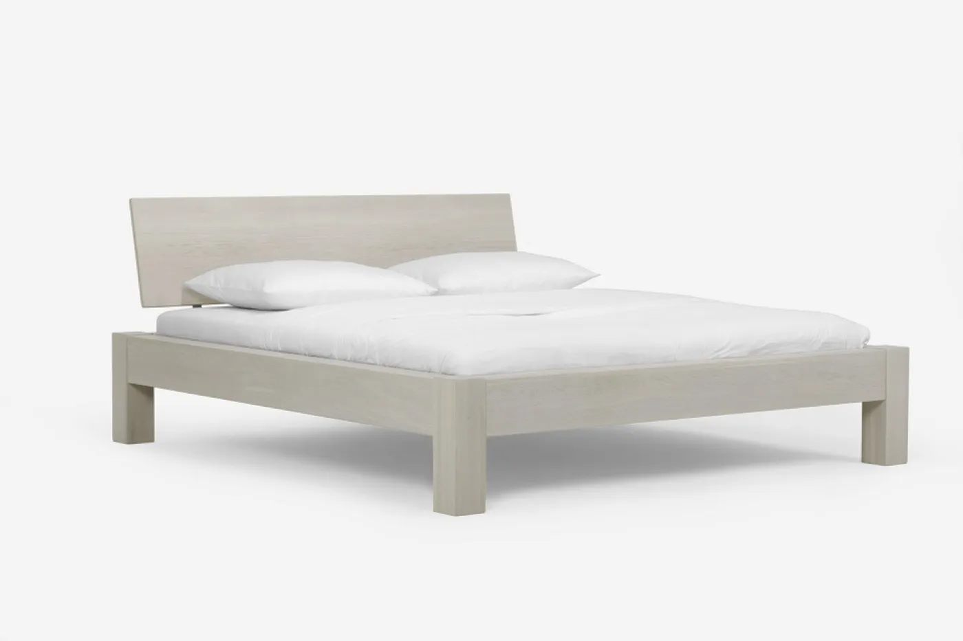 Holzbett massiv Lotus | Wildeiche weiß geölt | 200x220 | Kopfteil 3