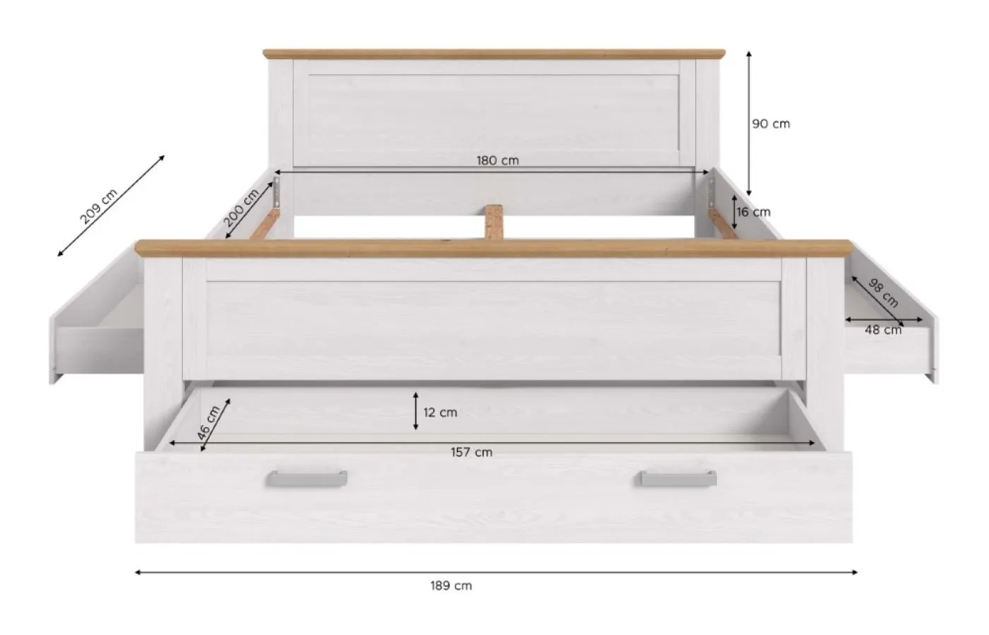 Holzbett Verona | mit Auszügen | Artisan / Sibiu Lärche