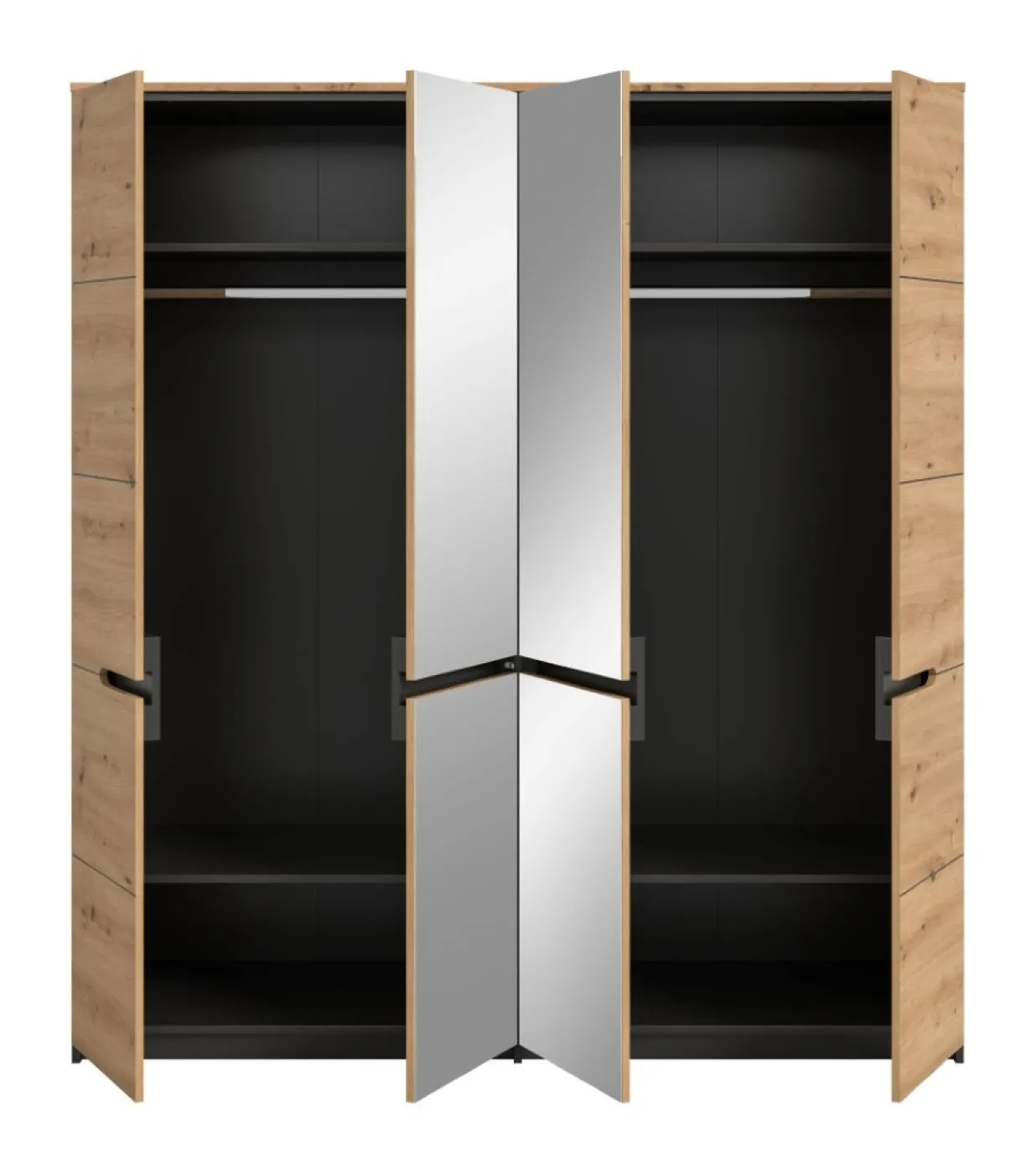 Kleiderschrank Canu | mit Spiegeltüren | artisan / Basalt grau