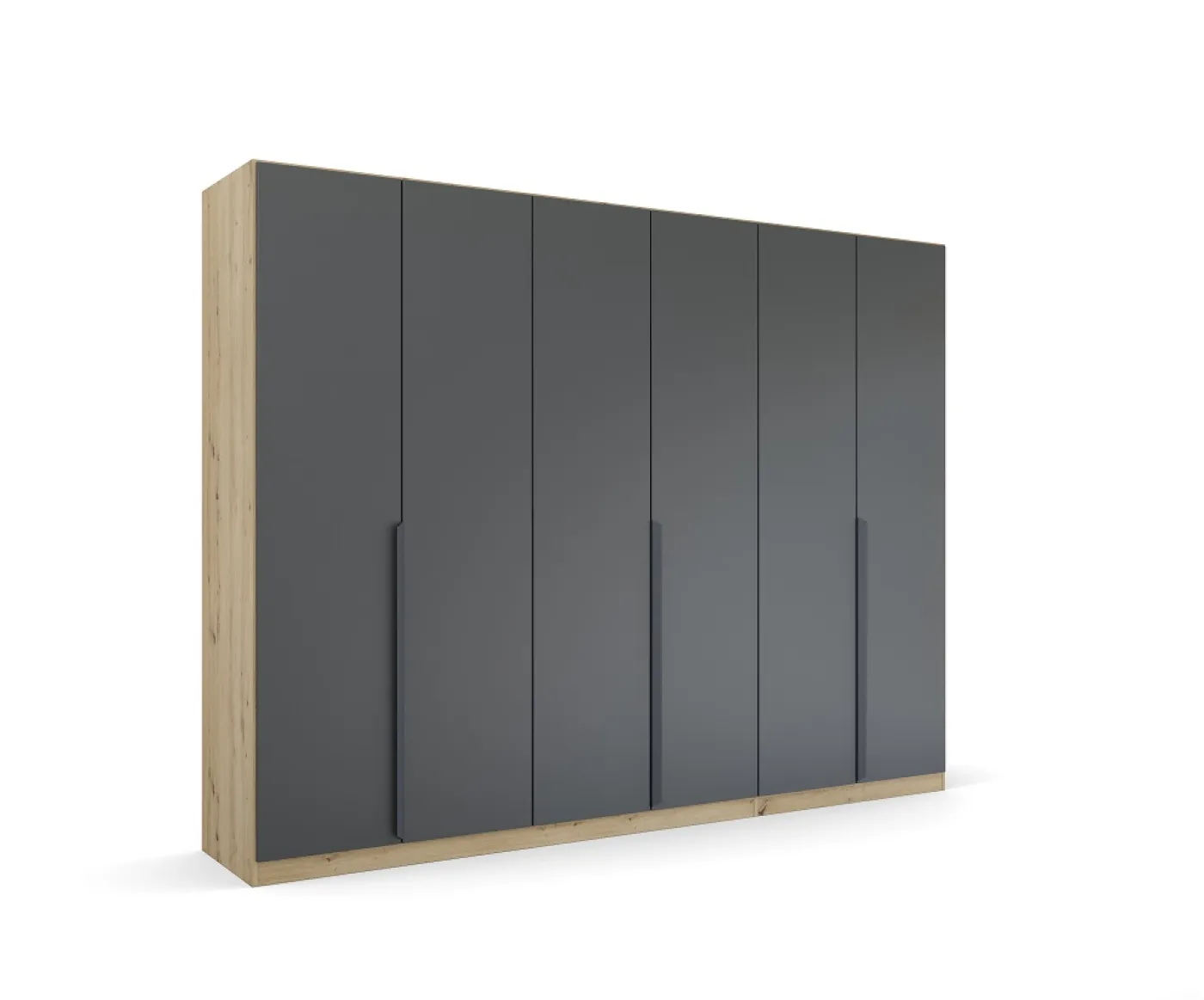 Kleiderschrank Drehtürenschrank Dark&Wood | 6-türig | grau metallic / Eiche Artisan | 271x210