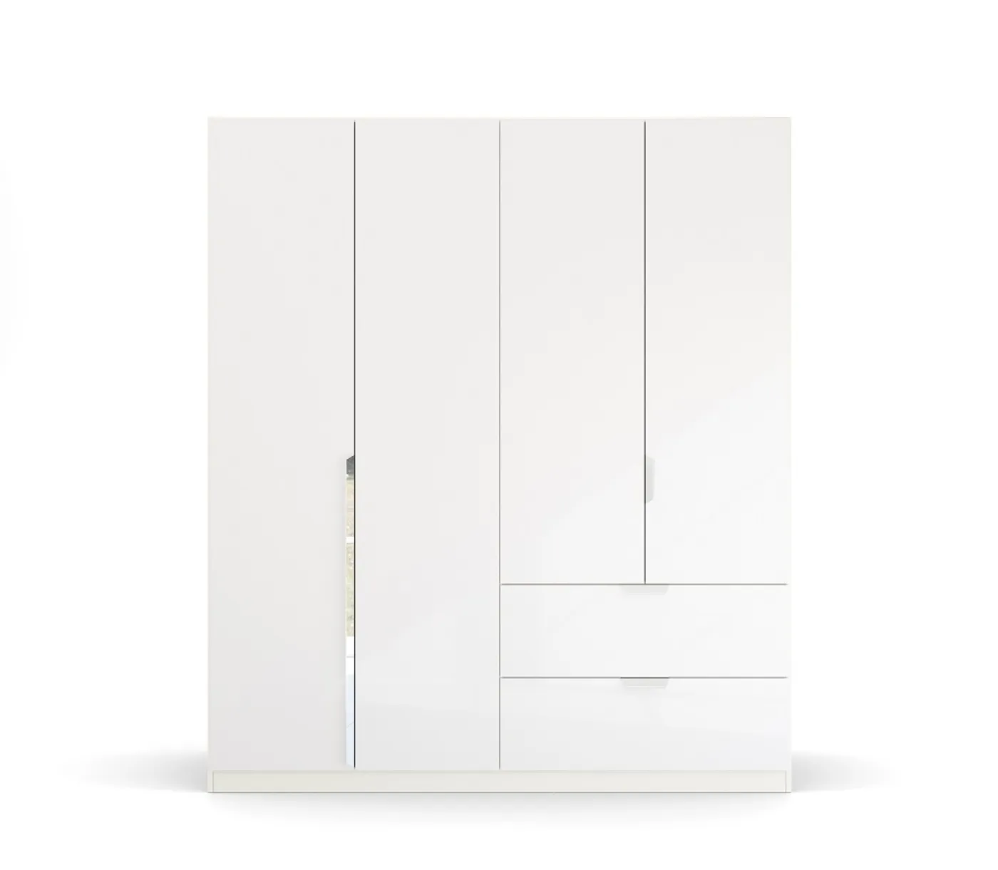 Kleiderschrank Drehtürenschrank Glamour | 4-türig | mit Schubkästen | weiß Hochglanz / alpinweiß | 181x210