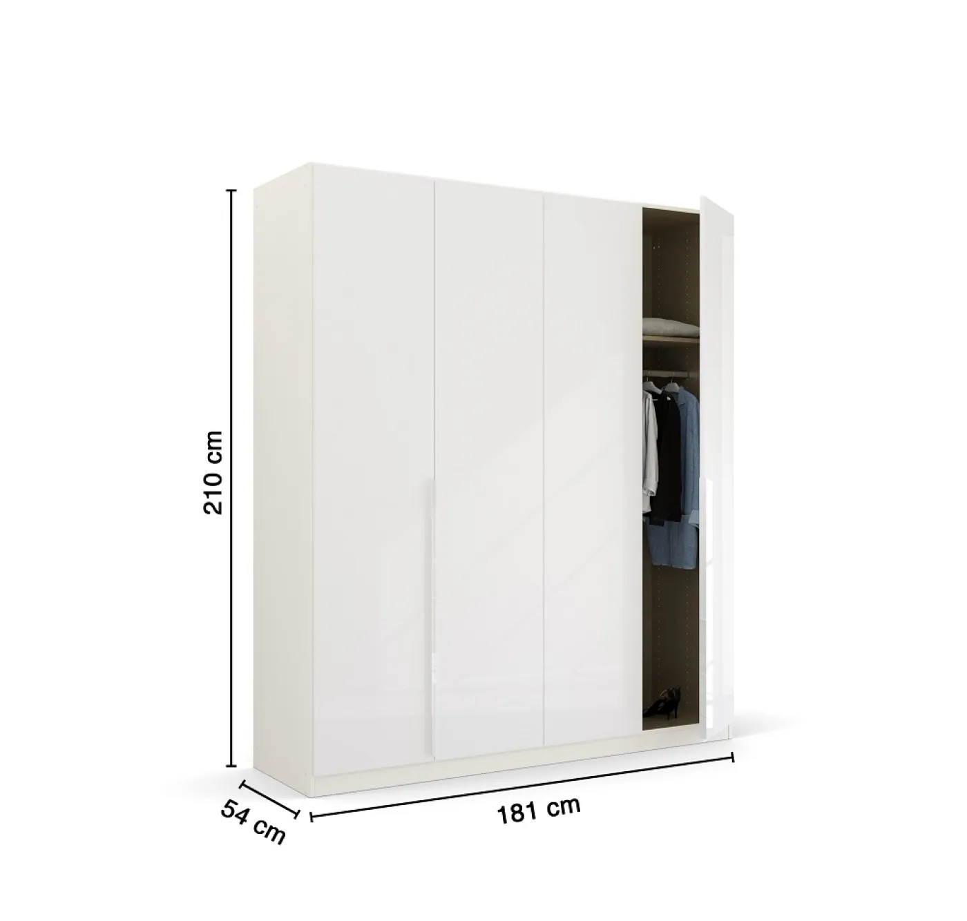 Kleiderschrank Drehtürenschrank Glamour | 4-türig | weiß Hochglanz / alpinweiß | 181x210