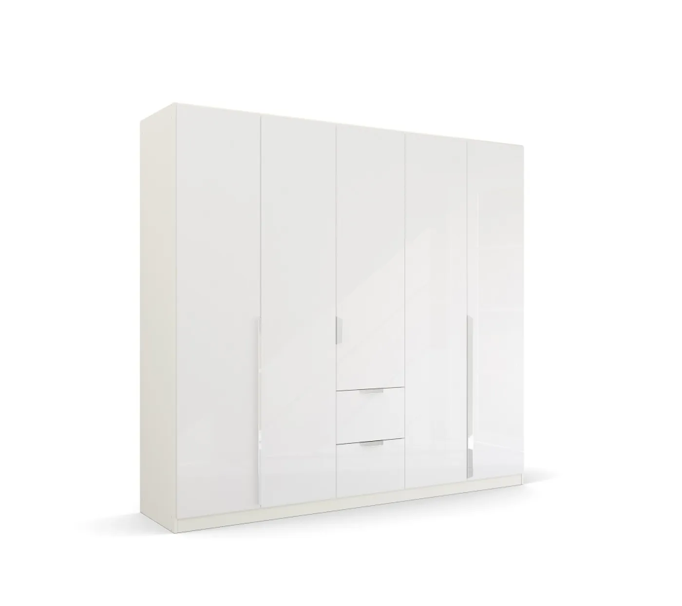 Kleiderschrank Drehtürenschrank Glamour | 5-türig | mit Schubkästen | weiß Hochglanz / alpinweiß | 226x210