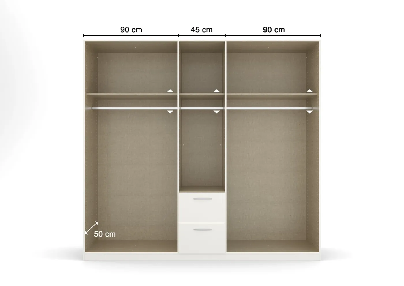 Kleiderschrank Drehtürenschrank Glamour | 5-türig | mit Spiegeltüren & Schubkästen | weiß Hochglanz / alpinweiß | 226x210