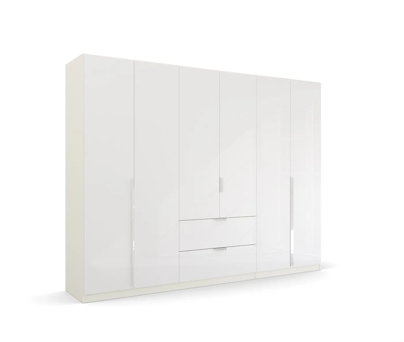 Kleiderschrank Drehtürenschrank Glamour | 6-türig | mit Schubkästen | weiß Hochglanz / alpinweiß | 271x210