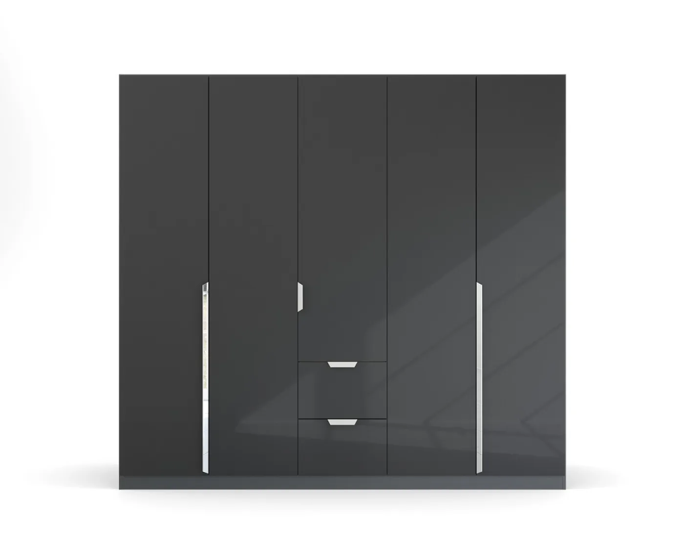 Kleiderschrank Drehtürenschrank Glamour | mit Schubkästen | effektgrau Hochglanz / grau metallic | verschiedene Größen