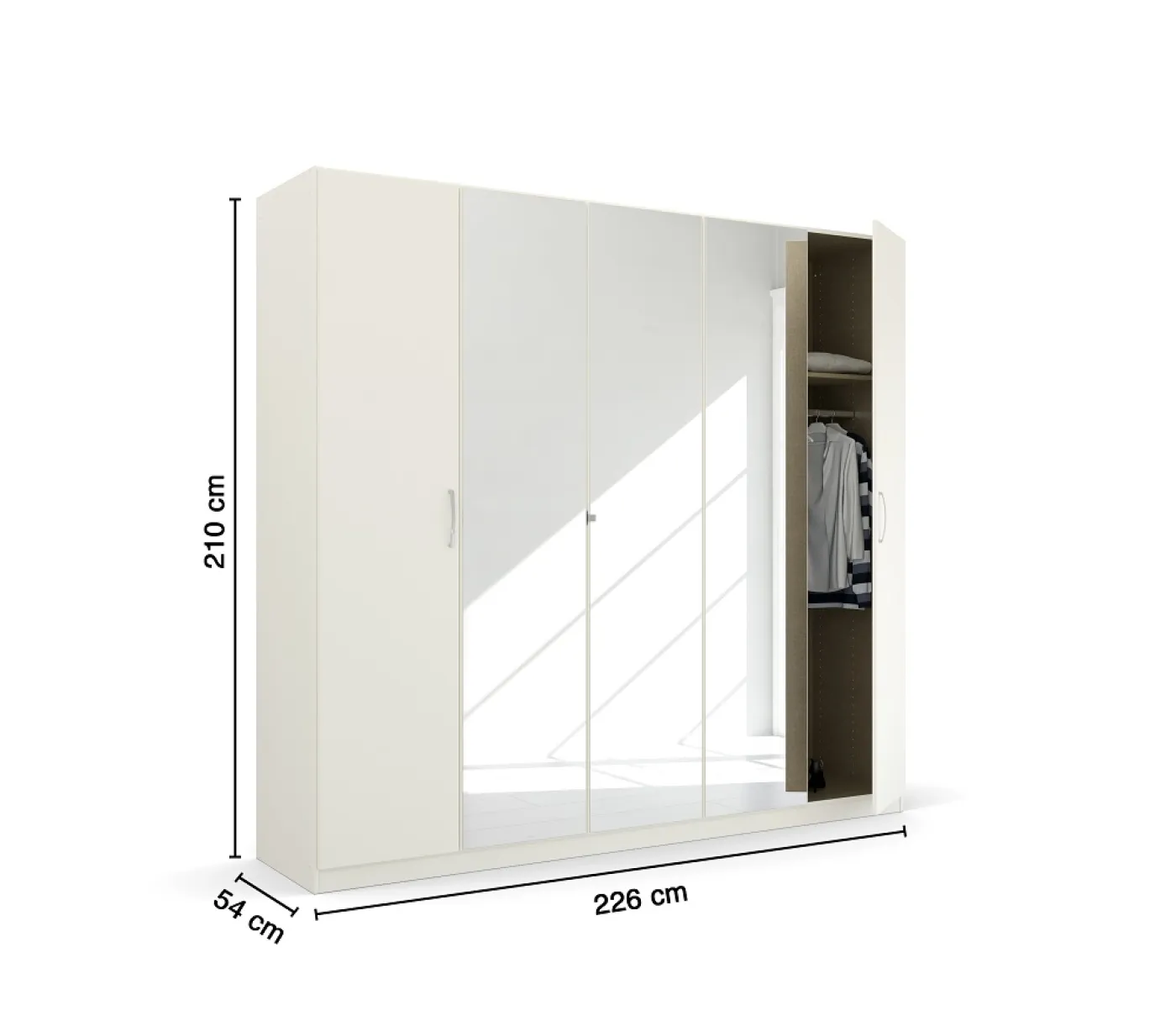 Kleiderschrank Drehtürenschrank Glamour | mit Spiegeltüren | weiß Hochglanz / alpinweiß | verschiedene Größen