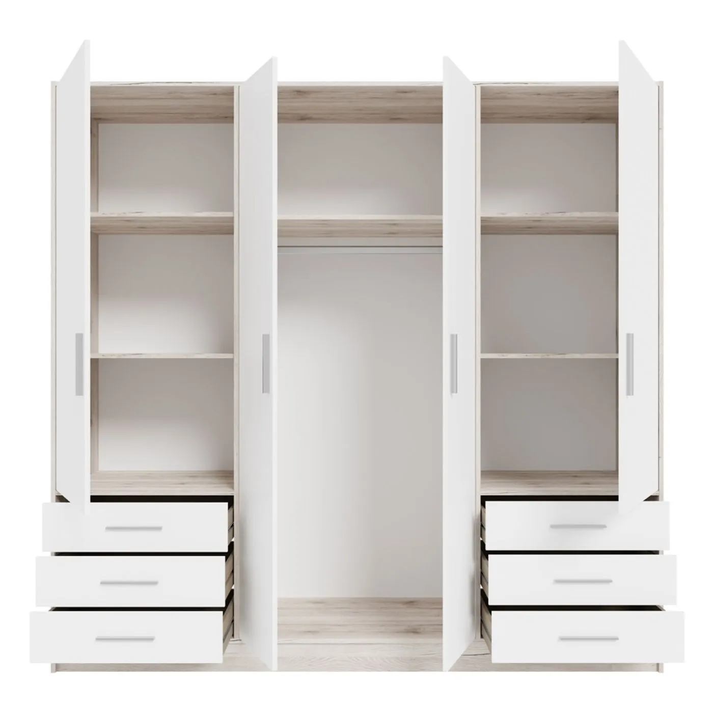 Kleiderschrank Drehtürenschrank Jupp | mit Schubkästen | Sandeiche / weiß | verschiedene Größen