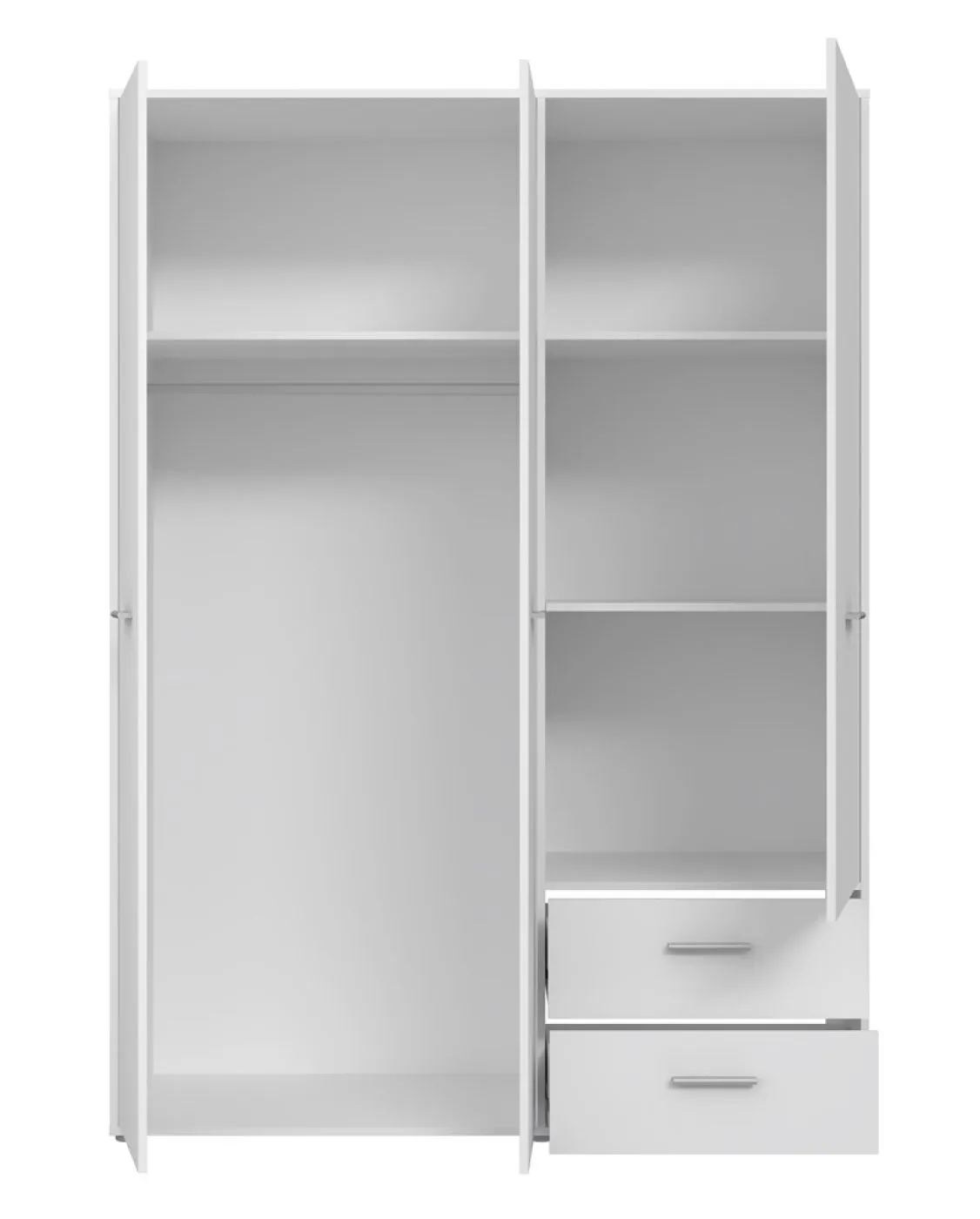 Kleiderschrank Drehtürenschrank Mokko | 3-türig | mit Schubkästen | weiß