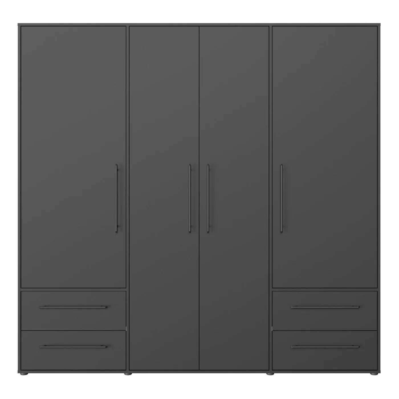 Kleiderschrank Drehtürenschrank Mokko | mit Schubkästen | schwarz | 206 x 200 x 59 cm