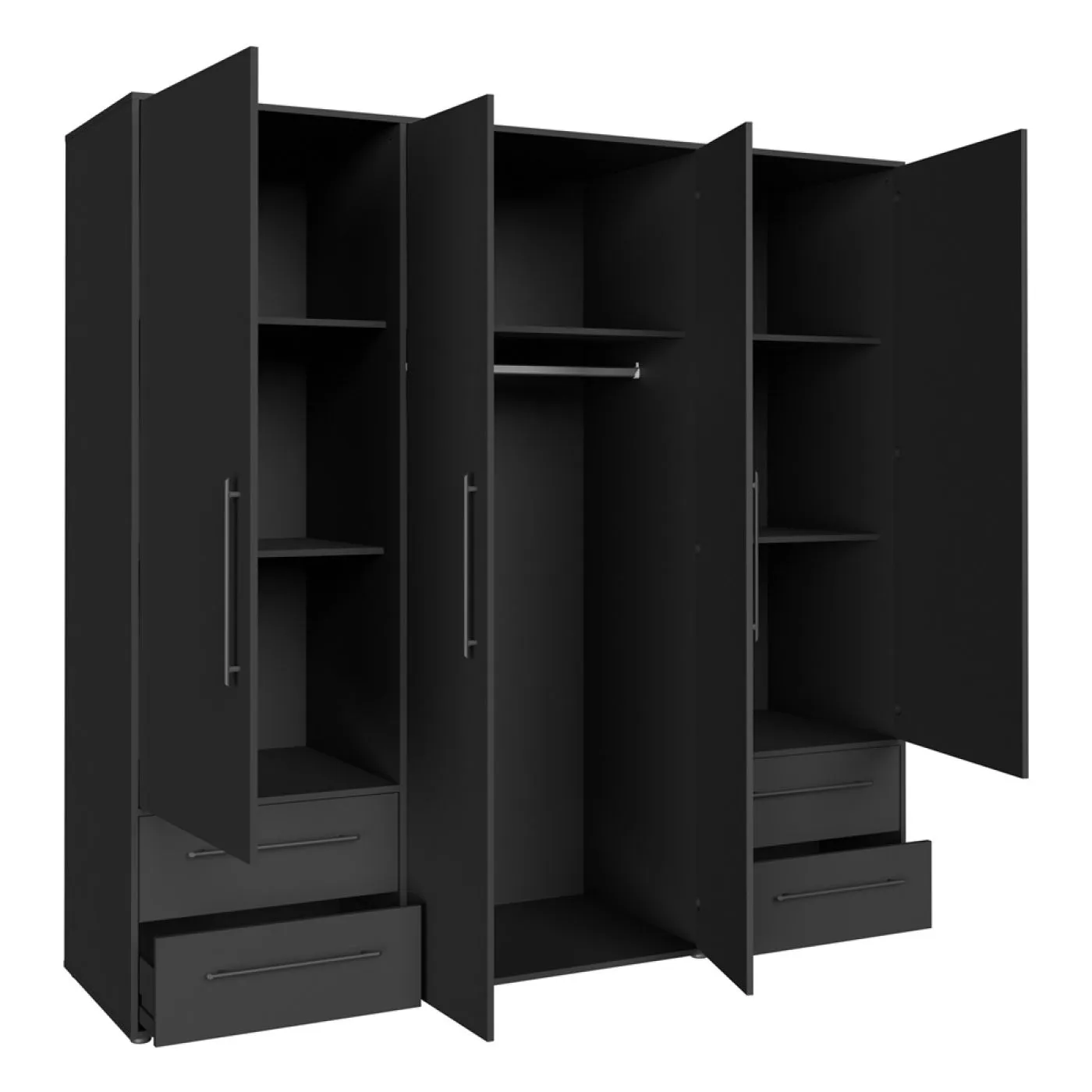 Kleiderschrank Drehtürenschrank Mokko | mit Schubkästen | schwarz | verschiedene Größen